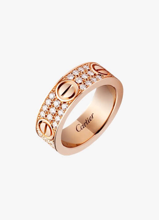Cartier LOVE trouwring, klassiek model van 18 karaat roségoud met 0.70 ct diamant CRB4087600 - detail roségoud
