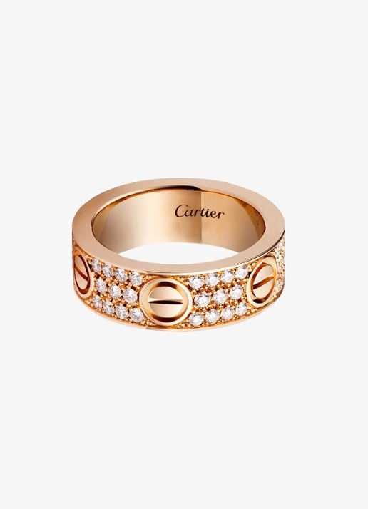 Cartier LOVE trouwring, klassiek model van 18 karaat roségoud met 0.70 ct diamant CRB4087600 - voorkant 7 roségoud