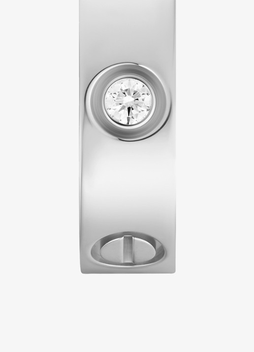 Cartier LOVE trouwring, klassiek model van 18 karaat witgoud met 0.23 ct diamant CRB40325 - detail 2 witgoud