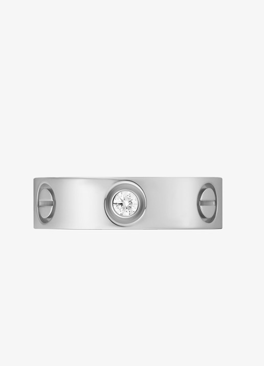 Cartier LOVE trouwring, klassiek model van 18 karaat witgoud met 0.23 ct diamant CRB40325 - detail 3 witgoud