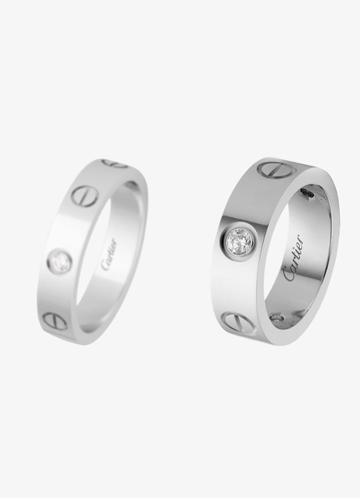 Cartier LOVE trouwring, klassiek model van 18 karaat witgoud met 0.23 ct diamant CRB40325 - detail 4 witgoud
