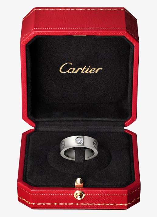 Cartier LOVE trouwring, klassiek model van 18 karaat witgoud met 0.23 ct diamant CRB40325 - detail 5 witgoud