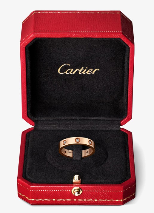 Cartier LOVE trouwring, klein model van 18 karaat roségoud met 0.19 ct diamant CRB4050800 - detail 6 roségoud