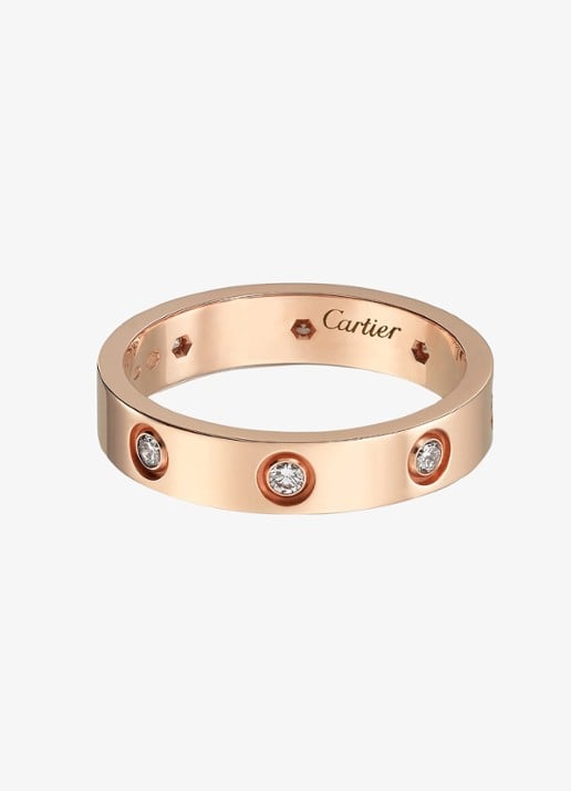 Cartier LOVE trouwring, klein model van 18 karaat roségoud met 0.19 ct diamant CRB4050800 - voorkant 7 roségoud