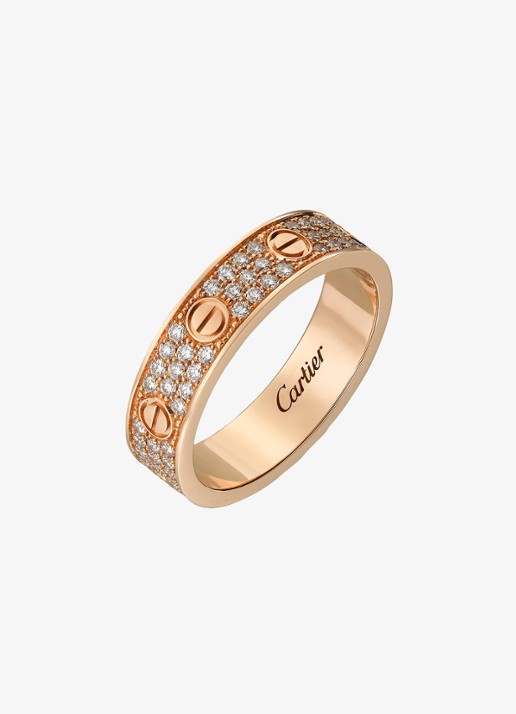 Cartier LOVE trouwring, klein model van 18 karaat roségoud met 0.31 ct diamant CRB4085800 - achterkant 8 roségoud