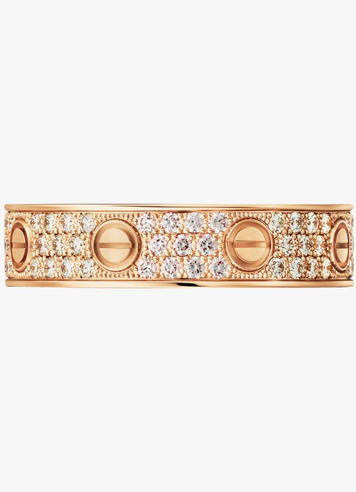 Cartier LOVE trouwring, klein model van 18 karaat roségoud met 0.31 ct diamant CRB4085800 - detail roségoud