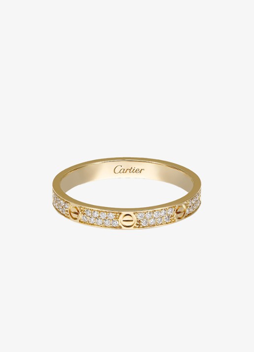 Cartier LOVE trouwring, mini model van 18 karaat geelgoud met 0.19 ct diamant CRB4218000