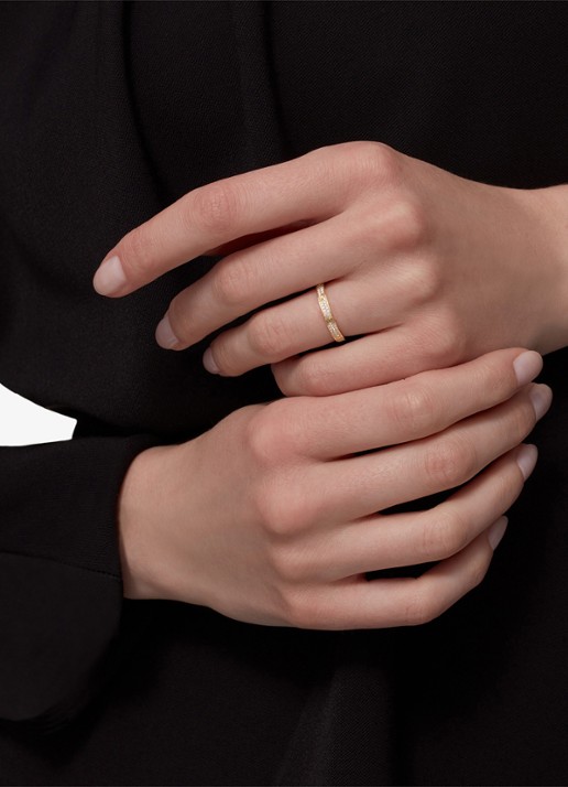 Cartier LOVE trouwring, mini model van 18 karaat geelgoud met 0.19 ct diamant CRB4218000 - voorkant 8 geelgoud
