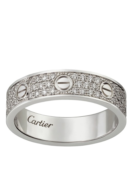Cartier Mini Love Wedding ring van 18 karaat witgoud met diamanten CRB4083450 - voorkant 3 witgoud