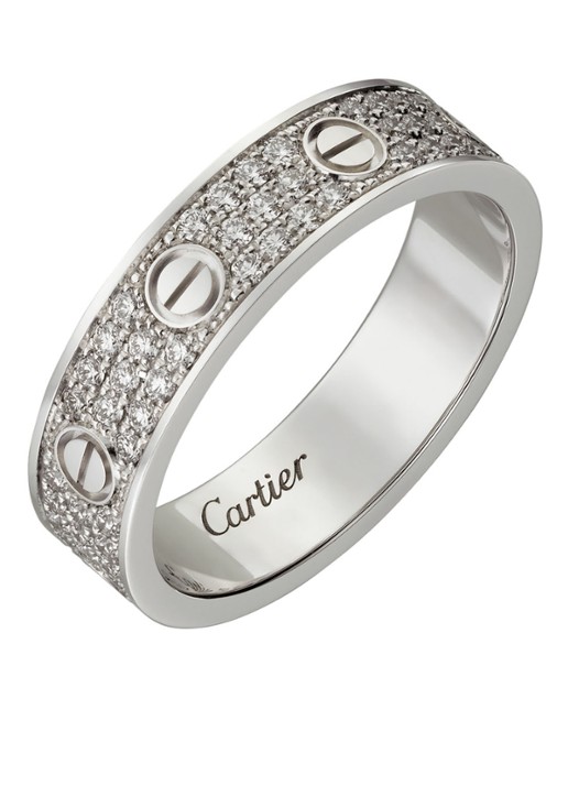 Cartier Mini Love Wedding ring van 18 karaat witgoud met diamanten CRB4083450 - voorkant 4 witgoud