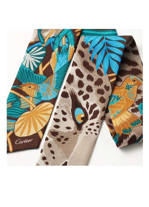 Cartier Panther in the Jungle hoofdband van zijde 105 x 6 cm CROS000119 - voorkant 6 bruin