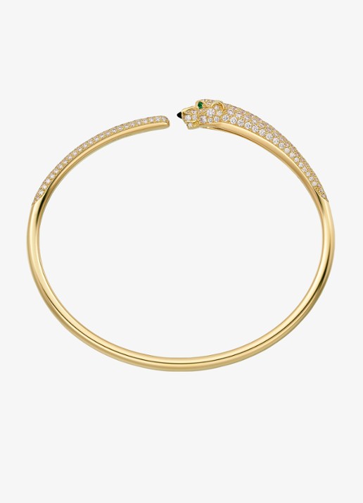 Cartier Panthère de Cartier armband, klein model van 18 karaat geelgoud met onyx, smaragd en 2.34 ct diamant CRN6718117 - detail geelgoud