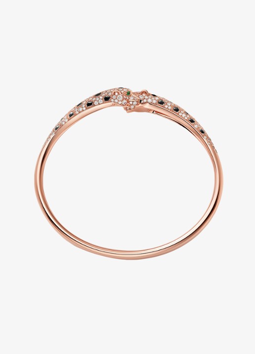 Cartier Panthère de Cartier armband, klein model van 18 karaat roségoud met onyx, smaragd en 1.64 ct diamant CRN6725717 - detail roségoud