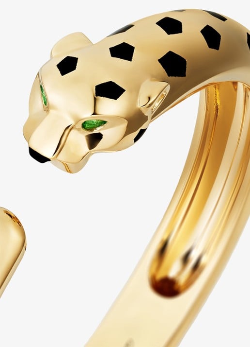 Cartier Panthère de Cartier bangle, middel model van 18 karaat geelgoud met onyx en tsavoriet granaat CRN6721917 - detail 4 geelgoud