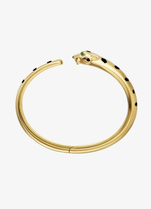 Cartier Panthère de Cartier bangle, middel model van 18 karaat geelgoud met onyx en tsavoriet granaat CRN6721917 - voorkant 2 geelgoud