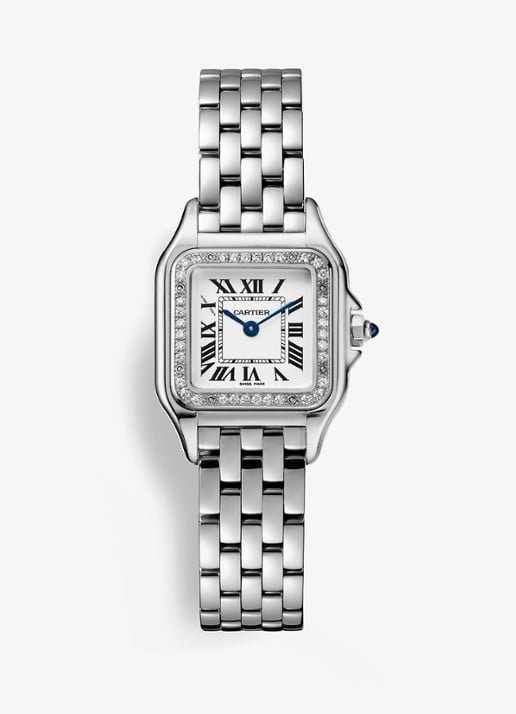 Cartier Panthère de Cartier horloge, klein model met diamanten CRW4PN0016 - voorkant zilver
