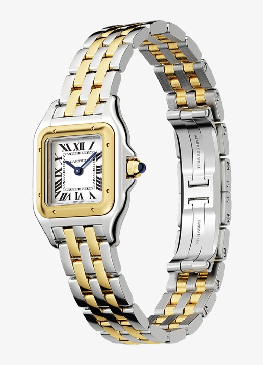 Cartier Panthère de Cartier horloge, klein model van 18 karaat geelgoud en staal CRW2PN0018 - achterkant 8 zilver