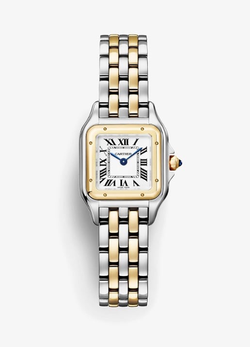 Cartier Panthère de Cartier horloge, klein model van 18 karaat geelgoud en staal CRW2PN0018 - voorkant zilver
