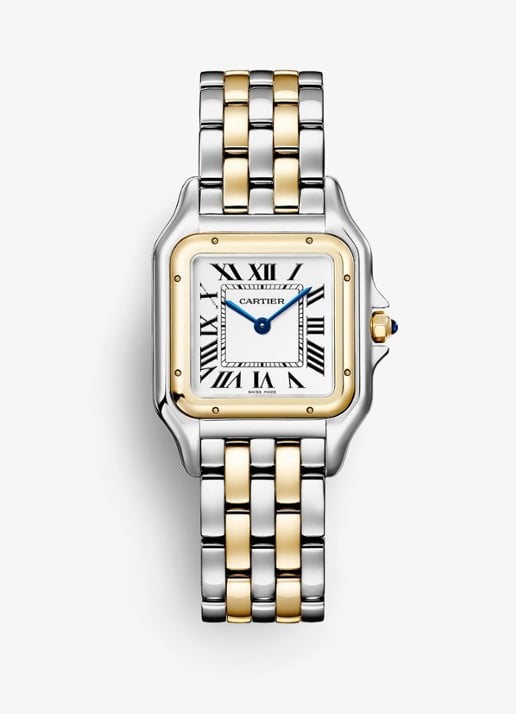 Cartier Panthère de Cartier horloge, medium model van 18 karaat geelgoud en staal CRW2PN0019 - voorkant zilver