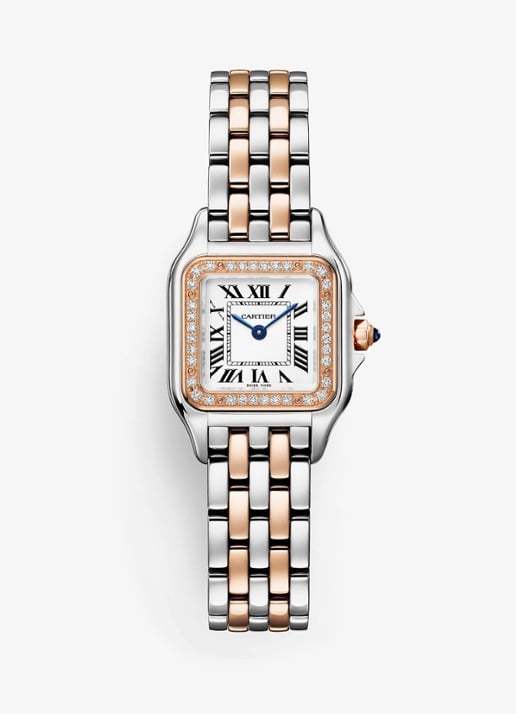 Cartier Panthère de Cartier horloge van 18 karaat roségoud en staal met diamant CRW3PN0014