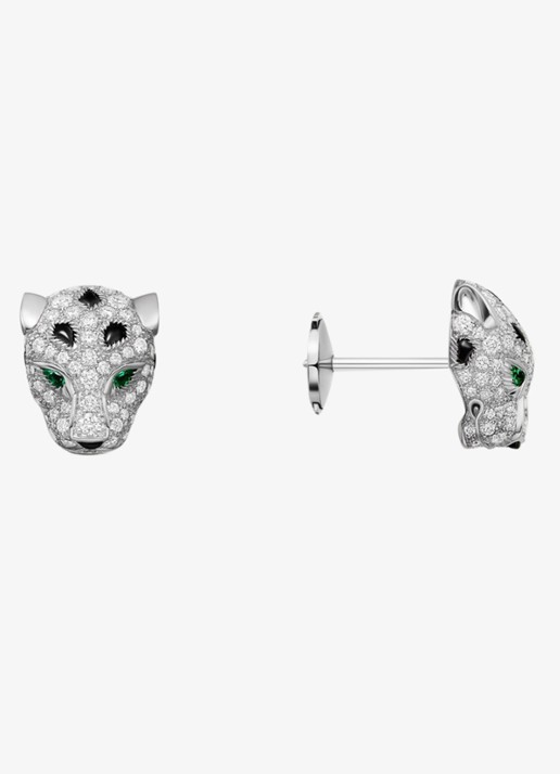 Cartier Panthère de Cartier oorknopjes van 18 karaat witgoud met smaragd, onyx en diamanten CRN8515269 - voorkant 7 witgoud