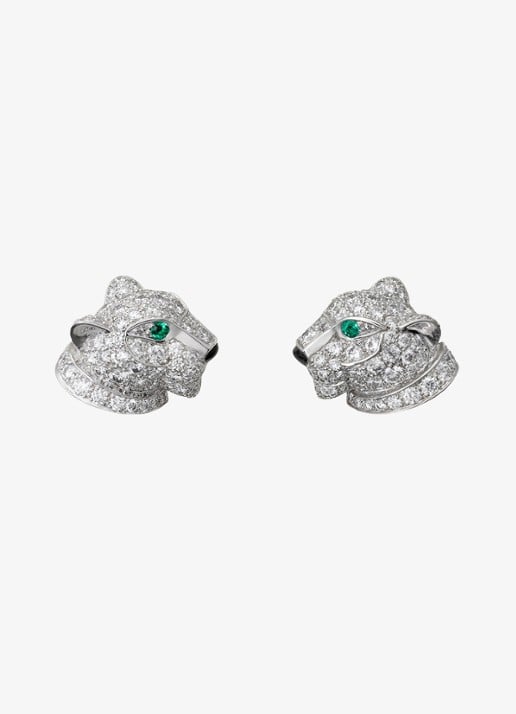 Cartier Panthère de Cartier oorstekers van 18 karaat witgoud met 1.54 ct diamant CRN8050700 - voorkant witgoud