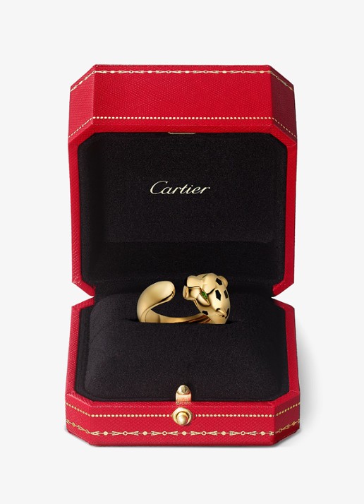 Cartier Panthère de Cartier ring, medium model van 18 karaat geelgoud met onyx en tsavoriet granaat CRB42308 - detail 6 geelgoud