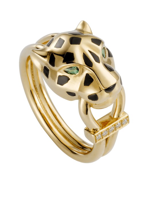 Cartier Panthère de Cartier ring van 18 karaat geelgoud met lak, tsavoriet en diamanten CRB4096700 - voorkant 7 geelgoud