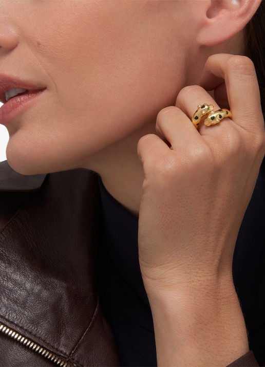 Cartier Panthère de Cartier ring van 18 karaat geelgoud met onyx en tsavoriet granaat CRB42401 - voorkant 2 geelgoud
