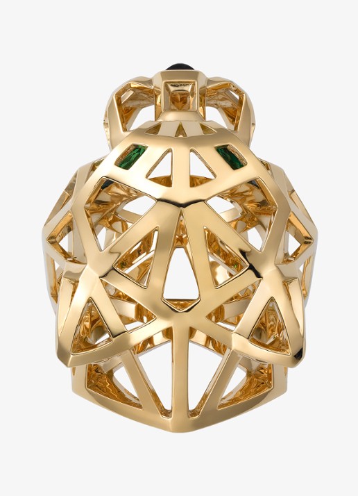 Cartier Panthère de Cartier ring van 18 karaat geelgoud met onyx en tsavoriet granaat CRN47225 - achterkant 6 geelgoud