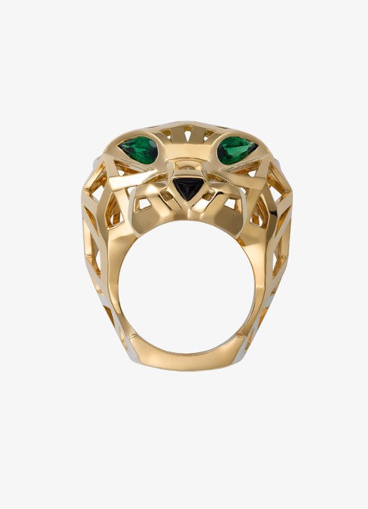 Cartier Panthère de Cartier ring van 18 karaat geelgoud met onyx en tsavoriet granaat CRN47225 - detail 2 geelgoud