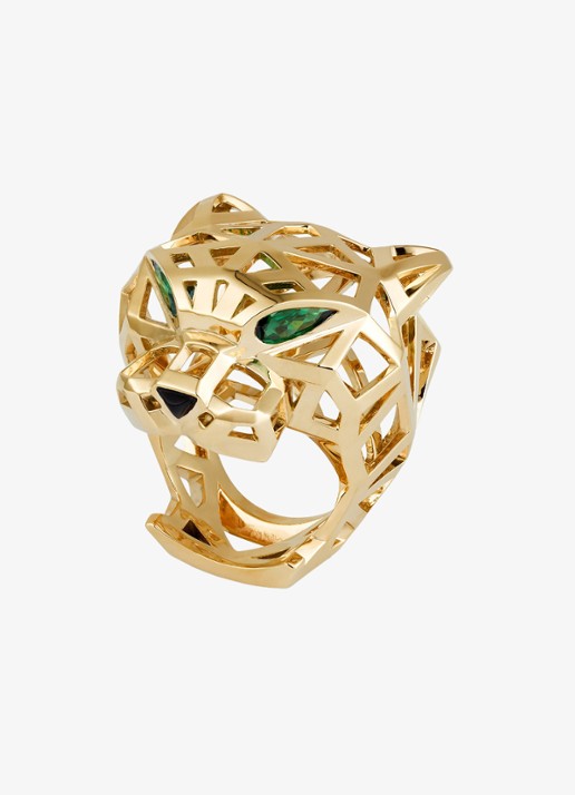 Cartier Panthère de Cartier ring van 18 karaat geelgoud met onyx en tsavoriet granaat CRN47225