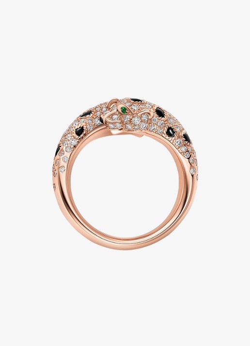 Cartier Panthère de Cartier ring van 18 karaat roségoud met onyx, smaragd en 0.92 ct diamant CRN4802600 - achterkant 6 roségoud