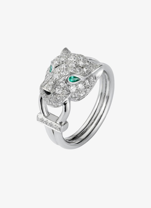 Cartier Panthère de Cartier ring van 18 karaat witgoud met emerald, onyx en diamanten CRN4244700 - achterkant 4 witgoud