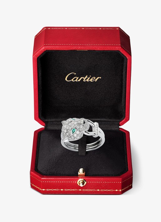 Cartier Panthère de Cartier ring van 18 karaat witgoud met emerald, onyx en diamanten CRN4244700 - detail 2 witgoud