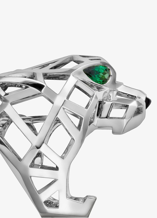 Cartier Panthère de Cartier ring van 18 karaat witgoud met onyx en tsavoriet granaat CRN47309 - detail 5 witgoud