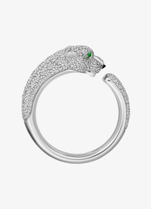 Cartier Panthère de Cartier ring van 18 karaat witgoud met onyx, smaragd en 0.95 ct diamant CRN47656 - achterkant witgoud
