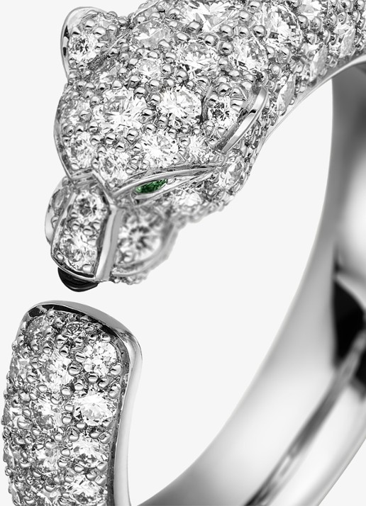 Cartier Panthère de Cartier ring van 18 karaat witgoud met onyx, smaragd en 0.95 ct diamant CRN47656 - detail 4 witgoud