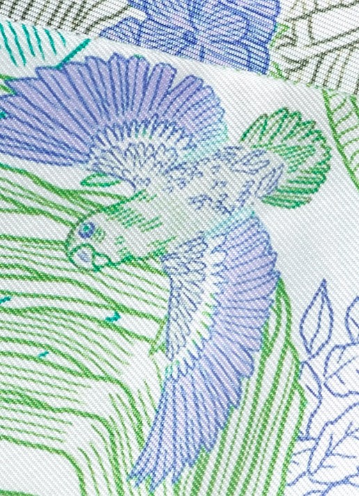 Cartier Panthère Greenhouse sjaal van zijde 105 x 6 cm CROS000259 - detail blauw