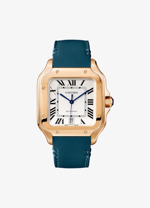 Cartier Santos de Cartier horloge, groot model van 18 karaat roségoud met verwisselbare band CRWGSA0037
