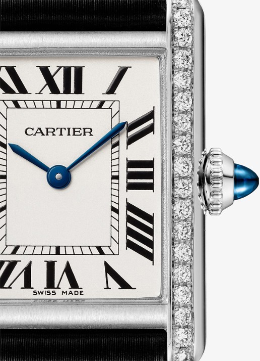Cartier Tank Must de Cartier horloge, small model met 0.39 ct diamant CRW4TA0031 - detail zilver