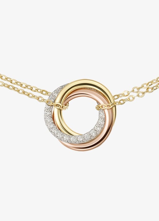Cartier Trinity armband van 18 karaat rosé-, geel-, en witgoud met 25 diamanten CRB6069815 - detail multicolor