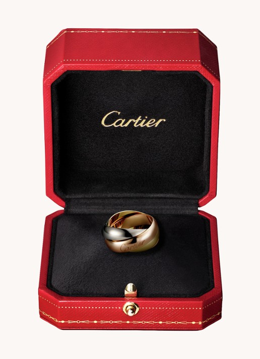 Cartier Trinity de Cartier large ring van 18 karaat rosé-, wit- en geelgoud CRB4052800 - voorkant aluminium