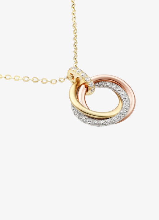 Cartier Trinity ketting van 18 karaat rosé-, geel-, en witgoud met 33 diamanten CRB7224849 - detail 3 multicolor