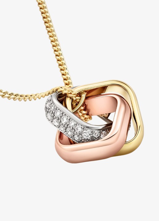 Cartier Trinity ketting van 18 karaat rosé-, geel-, en witgoud met 54 diamanten CRN7424482 - detail 2 multicolor