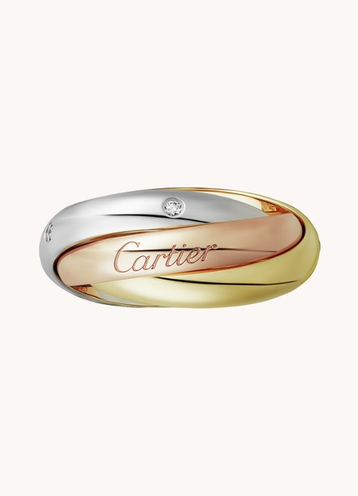 Cartier Trinity medium ring van 18 karaat rosé-, wit,- en geelgoud met diamant CRB4088500 - detail 7 aluminium