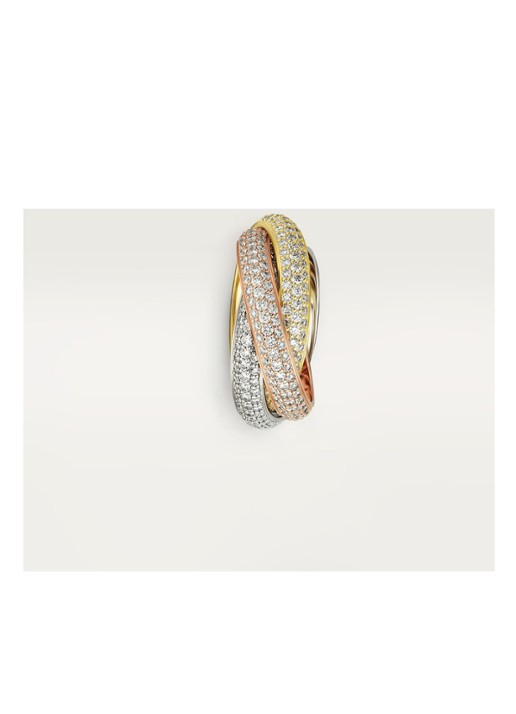 Cartier Trinity medium ring van 18 karaat wit-, rosé en geelgoud met diamanten CRN4210700 - detail 4 aluminium