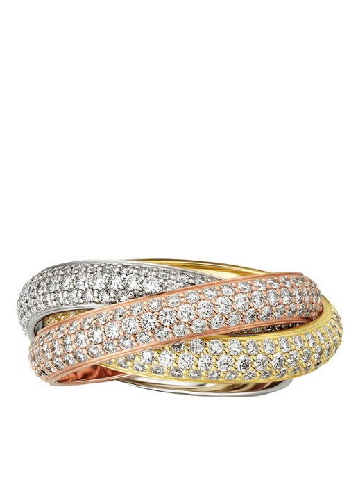 Cartier Trinity medium ring van 18 karaat wit-, rosé en geelgoud met diamanten CRN4210700 - voorkant 7 aluminium