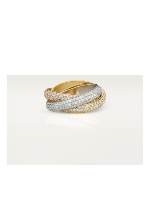 Cartier Trinity medium ring van 18 karaat wit-, rosé en geelgoud met diamanten CRN4210700 - voorkant 8 aluminium