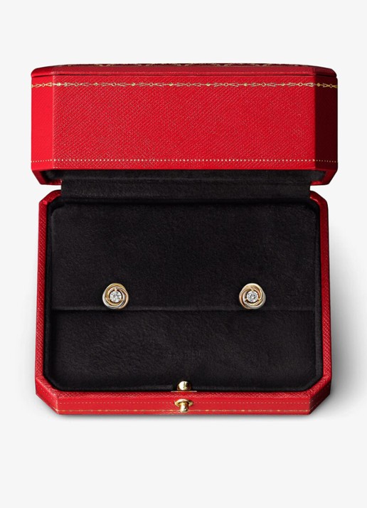 Cartier Trinity oorknopjes van 18 karaat rosé-, wit- en geelgoud met 1 diamant CRB8301459 - detail 6 multicolor